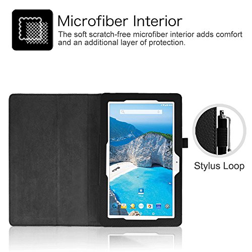 Fintie Odys Ieos Quad 10 Pro X610120 Hülle Case – Slim Fit Folio Premium Kunstleder Schutzhülle Tasche Etui Smart Cover mit Ständerfunktion für Odys Ieos Quad 10 Pro 25,7 cm (10,1 Zoll) Tablet-PC, Schwarz - 4