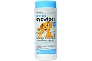 Petkin Jumbo Pet Eye Wipes, 80 Extra Moist Wipes - Gentle Eye Cleansing Wipes Remove Dirt, Discharge, & Tear Stains - Safe, Convenient, & Easy to Use Pet Wipes for Dogs, Cats, Puppies & Kittens