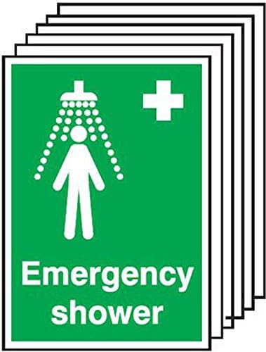 Signs and Labels AMZ6PFA003A4RP "A4 Emergency Shower" Safe Condition Safety Sign, 1.2 mm Rigid Polypropylene, 297 mm Length x 210 mm Width (Pack of 6)