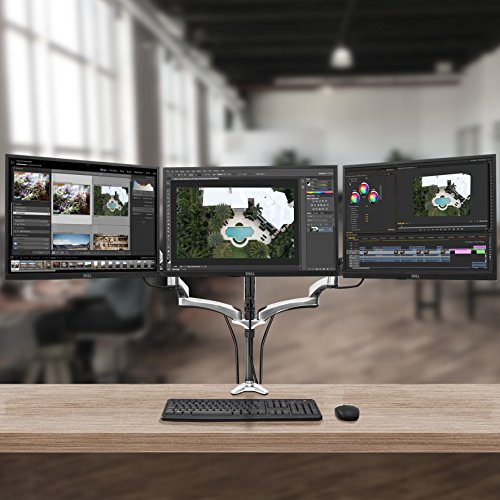 Duronic DM653 Monitor-Tischhalterung für drei LCD/LED Computer Bildschirme / Fernsehgeräte, mit Höhenverstellung durch Gasspannungsregelung / Neig, Schwenk und Rotierfunktion - 2