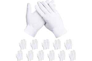 Rovtop 12 paia Guanti Bianchi,Guanti Bianchi per la cura della pelle, esaminando gioielli, lavoro quotidiano