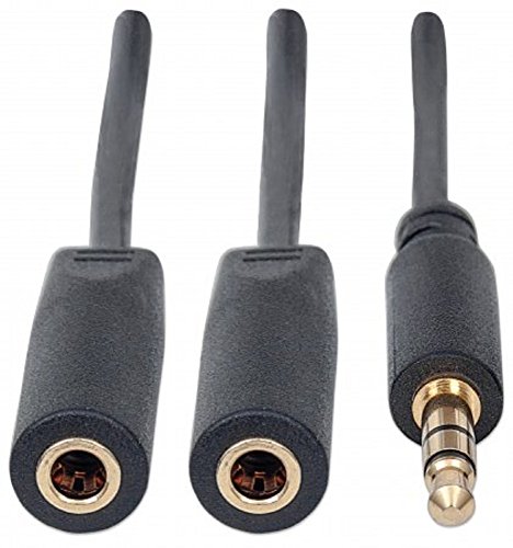 Manhattan Audiosplitterkabel (2 Lautstärkereglern Y-Kabel, 3,5 mm Klinkenstecker auf 2x 3,5 Klinkenbuchse, 2 individuelle Lautstärkeregler, 30 cm) schwarz - 2