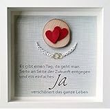 Individuelles Hochzeitsgeschenk personalisierbar, Namen Brautpaar, Geldgeschenk, Es gibt einen Tag, Ringe, Geschenk zur Hochzeit, Geschenk Brautpaar, Hochzeit, Herzen, Holz, Ja, Bild im 3D-Rahmen, weißer Rahmen, optional mit Geldkuvert auf der Rückseite, einzigartig, Handmade, Handgemacht, Unikat