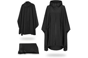 NEIALLA Waterproof Poncho Adult 2023 Upgraded Fabric Reusable Lightweight poncho waterproof adult Zipper Pocket Elastic Cuffs rain poncho adult Waterproof for Outdoor Hiking Cycling Waterproof Raincoat