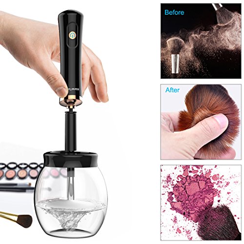 ManerTech Electric Makeup Brushes Cleaner &amp; Dryer Machine - Automatic Cosmetic Brush Cleaning Tools - Fit Different Sizes of Make-up Brushes with 8 Collars - 1PC Foudation Brush Give Away