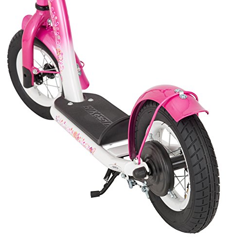 BIKESTARÂ® Original Safety Pro Sport Push Kick Scooter with brakes, mudguard and air tires for Kids 5 year old children girls â˜… Classic Edition with Alloy Wheels 10 Inch â˜… Flamingo Pink & Diamond White