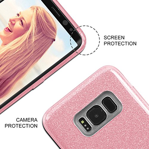 Funda Samsung Galaxy S8 Plus  6 2 Pulgadas  XY-shell Carcasa Silicona  Ultra fina   Anti-choques  Elegante y Brillante Funda de Samsung Galaxy S8 Plus 2017 para Mujer Guapa Rosa 
