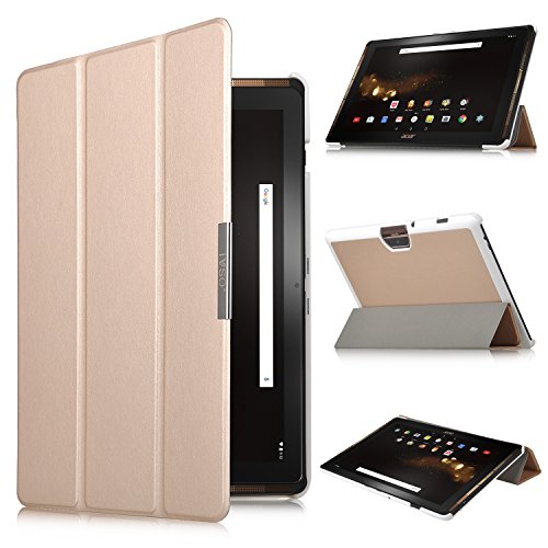 Acer Iconia Tab 10 A3-A40 hülle ,IVSO® Ultra Schlank Superleicht Ständer Slim Leder zubehör Schutzhülle für Acer Iconia Tab 10 A3-A40 Tablet PC Tablet-PC perfekt geeignet (Für Acer Iconia Tab 10 A3-A40, Golden)
