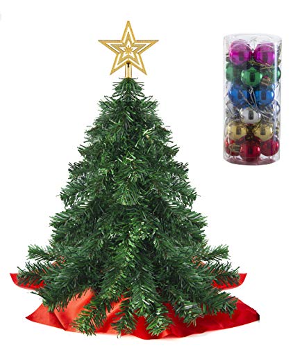 Juego de miniárboles de Navidad Prextex de 55 cm con Adornos Colgantes y Estrella para lo Alto para Decoraciones navideñas caseras