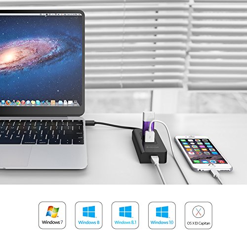 dodocool 3-Port USB 3.0 Hub mit RJ45-Gigabit-Ethernet-Adapter Freier Treiberunterstützung 10/100/1000 Mbps-Ethernet-Schwarz - 7