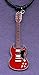 Produktbild GIBSON SG Style Gitarre in Rot, Zinn Anhänger Auf Schnur Halskette Musik Geschenk