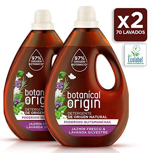 Botanical Origin Detergente Ecológico líquido para la ropa fragancia Jazmín Fresco y Lavanda Silvestre - 2 x 35 lavados - Total 70 lavados