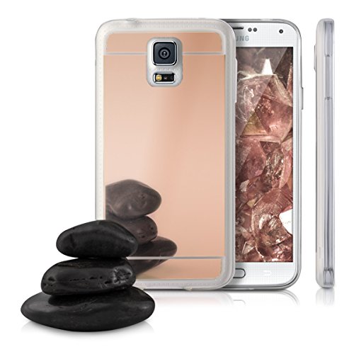 kwmobile Funda para Samsung Galaxy S5   S5 Neo - Carcasa Protectora  Trasera  de  TPU  para m  vil en  Oro Rosa con Efecto Espejo 