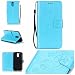 Produktbild Jepson Motorola Moto G4 / G4 Plus Hülle, Leadertasche Premium Lederhülle Flip Case im Bookstyle Folio Cover Kartenfächer Magnetverschluss und Standfunktion Leder Schale Etui für Handytasche Schutzhülle Prägung Schmetterling Muster.