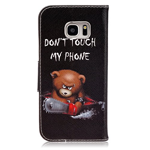 Samsung Galaxy S7 Edge Leder Etui Tasche Handytasche,Funyye Samsung Galaxy S7 Edge Stand Hülle Etui with Karte Halterung Leder Wallet Klapphülle Flip Book Case,[Braun Bär Muster] Flip Case Wallet Cover Tasche PU Leder Handytasche Handyhülle Schutz Hüllen im Bookstyle Ledertasche mit Stand Funktion Kartenfächer Magnetverschluss Magnet Etui Telefon-Kasten Handyhülle Standfunktion Handycover für Samsung Galaxy S7 Edge + 1 x Frei Displayschutzfolie - 3