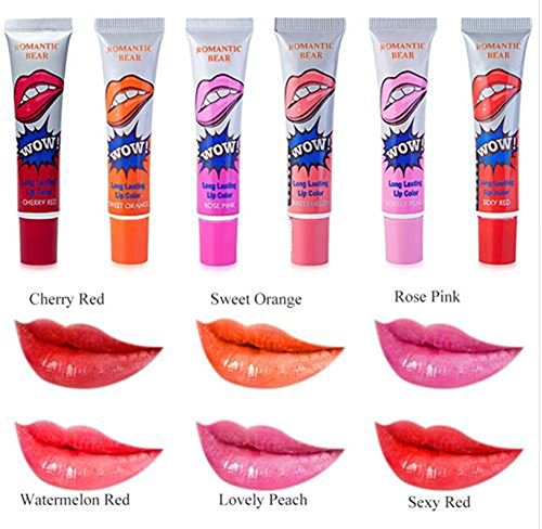 CINEEN 6 Farben Peel off Lipgloss Langanhaltendes und Wasserfestes Tätowierung Magisch Farbe Abziehen Maske Tönung Lippenstift