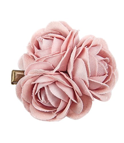 SIX „Hochzeit“ antikgoldene Haarspange mit Rosen-Blüten aus rosa Stoff, Brautschmuck (329-549) - 2