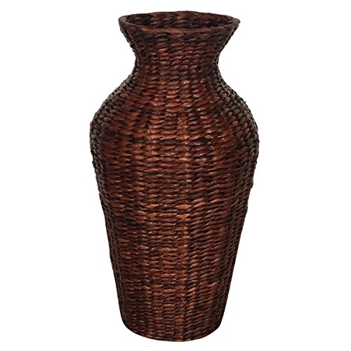 Eshow Rattan Blumentopf Pflanztopf Vase Bodenvase Blumenschmuck Home Decor rund ca. 30L, Braun