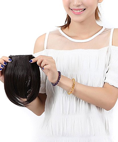 S-noilite® Fashion 8"(20cm) Front Neat Dark Brown Bangs/fringe Clip in Hair Extensions One Piece Striaght Fringe Cute Hairpiece Accessories