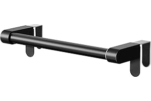 VEHHE Over Door Towel Rail, Extendable kitchen Towel Holders with Adjustable Hooks, Black Stainless Steel Towel Rail, No Drilling Hand Towel Holder with Eva Sponge Pads (22.5cm-38.5cm)