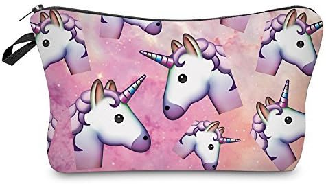 IBuyi Women Makeup Bags 3D Printing Zipper Cosmetic Bag With Multicolor Pattern Cute Unicorn Cosmetics Pouchs For Travel Ladies Women Eyebrow Pencil Case Organiser (Pink 3)