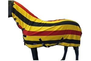 Horse Master Horse Printed Cooler Fleece Rug - Pony Lightweight Breathable Travel Rug with Standard Neck - Protective Winter Riding Sheet for Fields Yard And Stable, YELLOW/FULL, 6’0