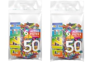 GIZEH RAUCHERBEDARF GIZEH 20584 Lot de 2 sachets de 50 ou 100 filtres à charbon actif - Taille fine - 6 mm - Rainbow