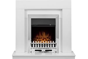 Adam Malmo in Pure White & Black/Pure White with Blenheim Electric Fire in Chrome, 39 Inch