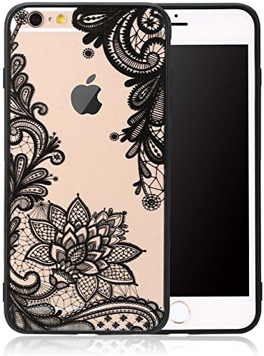 CoziCase - iPhone 5 / 5S Case Floral Sexy Lace Pattern Mandala Flower Clear Rubber TPU Soft Gel Slim Cover (Black)