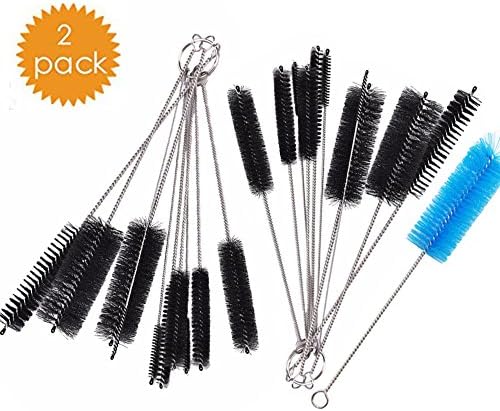 JTENG Nylon Bottle Tube Brush Cleaning Brush (Set in 21), Pipe Cleaner, Glasses Straw Cleaning Brush Set with Protective Cap for Drinking Straws, Glasses, Keyboards, Jewelry Cleaning, Stainless-Steel
