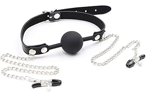 TM-MALL Juguete de ejercicio de boca de cinturón de hebilla de cuero transpirable negro con astilla de accesorios de juego