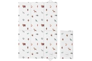 Ceba Deluxe Unisex Folding Travel Nappy Baby Changing Mat with Popper Close - 40cms x 60cms (Open) - Woodland Animals, White (125863)