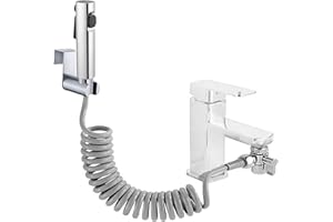 ABSOK Bidet Handbrause Set, Doppelstrahl-Modus, Düse, ABS-Kunststoff, Baby-Stoffwindel-Sprühset mit Wasserhahn-Spender, Federschlauch, Wandhalterung
