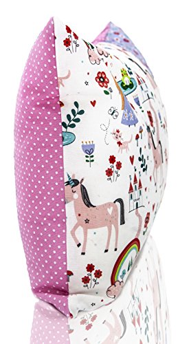 La Petite Unique | 35 x 25 cm Kinder-Kopfkissen | kindgerecht gestaltetes Kinderkissen | 100% schadstofffreies Kuschel-Kissen | waschbares Babykissen | vollständig Ökotex zertifiziert | Einhorn Rosa - 3