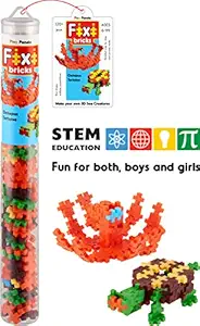 Play Panda Fixi Bricks Aqua Tube 2 - Octopus and Tortoise - with 120 pcs, Detailed Assembly Instructions and Storage Tube - Small Parts (Age 6-99 yrs)