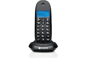 Motorola C1001CB+ - Telefono cordless digitale DECT - Modalità blocco chiamate, ID chiamante, vivavoce, rubrica da 50 numeri, schermo retroilluminato - Nero
