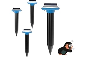 YOUKK Maulwurfschreck Ultraschall Solar, 4 Stück, Ultraschall für Mäuse, Maulwurfvertreiber, Ultraschall, Solar mit wasserdicht, Maulwurfschreck, Maulwurfschreck, Maulwurfschutz, Gopher