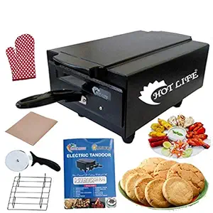 HOTLIFE Big XXL Size 2000W Electric Tandoor with Hand Glove, Recipe Book, Pizza Cutter, 4 Skewers and 4 Shocked Proof Rubber Legs