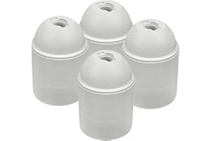 HALOTEC | Pack 4 portalámparas termoplásticos E27 blancos | Casquillo M10x1, camisa lisa | Fácil instalación | Ideal para hogar e industria | Bombillas vistas | Duradero, uso confiable y versátil