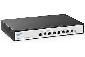 YuLinca Conmutador Ethernet administrado de 8 puertos 10 Gb/s, 10 G/5 G/2.5 G/1000M negociación automática, ancho de banda de 160 Gb/s, compatible con LACP/QOS/VLAN/IGMP, conmutador de red