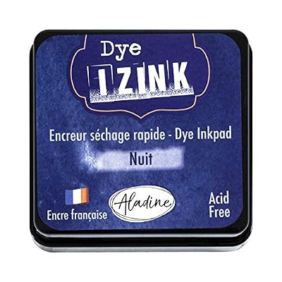 Aladine - Encreur Izink Dye Bleu Nuit - Encreur à Séchage rapide pour Tampons et Pochoirs - Scrapbooking et Carterie Créative - Encre Française - Taille M - 5 x 5 cm - Couleur Bleu Nuit