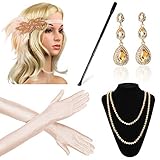 ☆ Diadema Flap / Jeweled Flapper: una combinación perfecta de pedrería brillante y plumas suaves, la diadema elástica estilo vintage 20s / 30s te hará brillante y único en tu fiesta, se ajusta fácilmente a la mayoría de los adolescentes y adultos