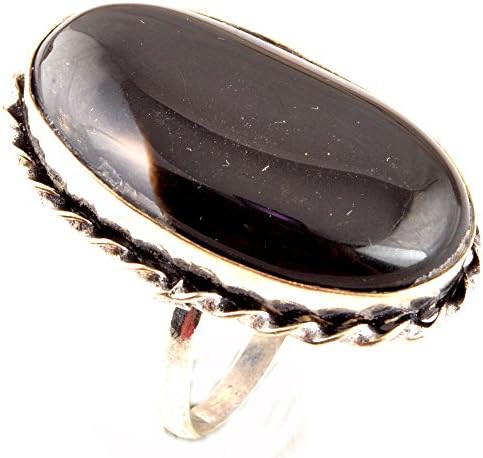 Indie Artisans Natural BOTSWANA AGATE Ring 925 Silver Plated Gemstone Womens Ring Large Adjustable Ring Size