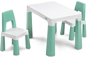 TOYZ BY CARETERO TOYZ Table pour Enfants avec 2 Chaises Monti - à Partir de 3 Ans - Set de Meubles pour Enfants Table et 2 x Chaises - Petite Table et Chaises en Plastique, pour Extérieur et Intérieur - Menthe