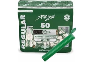 PURIZE Filtre à charbon actif de 9 mm - Taille normale - Avec tube à joint et 5 autocollant - Quantité et couleur au choix (50 x - 420x) (blanc, 50)