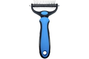 EMK Sports Professional Pet Dog Cat Comb Brush Grooming Undercoat Rake Comb Dematting Tool (BIG BLUE)