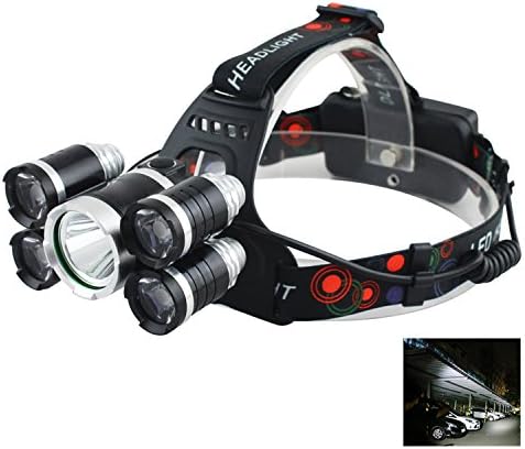 SKKMALL Super Bright LED Headlamp 5 switch modes Waterproof Flashlight Headlight with charger for Camping Riding Reading Rainy Weather Head hold Headlight Light (1PCS)
