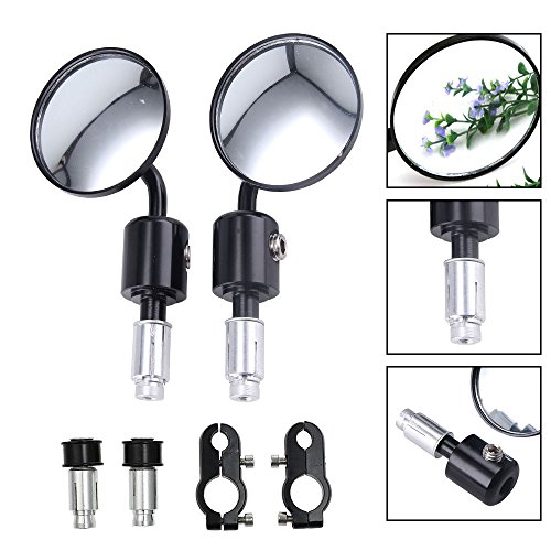 Allright 2 Stück Motorrad Spiegel Rund Lenkerendenspiegel Motorradspiegel Aluminium Rückspiegel 2,7 Zoll Lenkerspiegel Schwarz (Rund Lenkerendenspiegel)