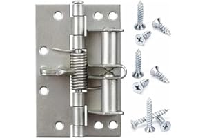 HEUSKAY 2Pcs 4inch Self-aligning Spring Hinge Automatic Closing Door Multi-Function Detachable Spring Hinges Positioning Door Closer,Silver