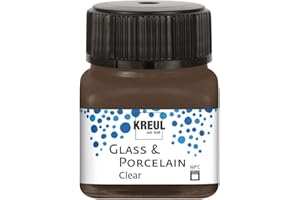 ‎KREUL KREUL 16298 - Glass & Porcelain Clear espressobraun, im 20 ml Glas, transparente Glas- und Porzellanmalfarbe auf Wasserbasis, schnelltrocknend, glasklar